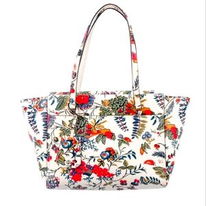 Tory Burch Floral Printed Leather Tote